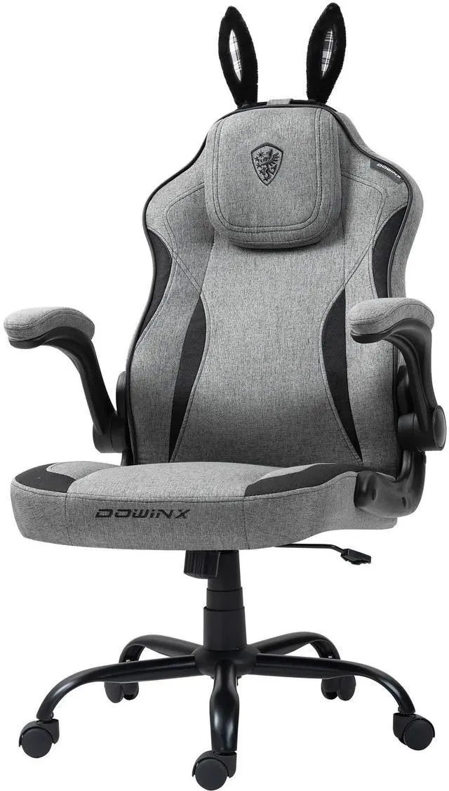 Main image of Dowinx Gaming Chair with Cute Bunny Ears, Ergonomic Computer Chair for Adult, Game Chair Cloth for Girls&Teens, LS-665101,Black