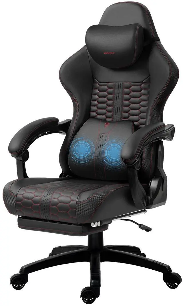 Main image of Dowinx Gaming Chair Big and Tall with Dual-Point Massage Lumbar Support, Video Game Chairs for Adults with Footrest, Ergonomic Computer Chair High Back 360° Swivel, PU Leather Recliner 400LBS