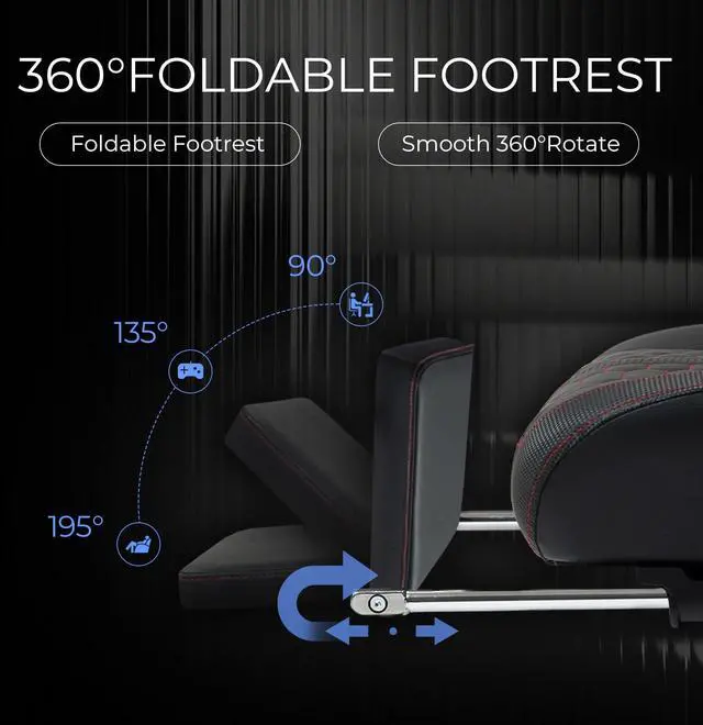 Alt view image 7 of 7 - Dowinx Gaming Chair Big and Tall with Dual-Point Massage Lumbar Support, Video Game Chairs for Adults with Footrest, Ergonomic Computer Chair High Back 360° Swivel, PU Leather Recliner 400LBS