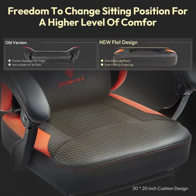 Alt view image 4 of 7 - Dowinx Ergonomic Gaming Chair with Massage Lumbar Support&Headrest, High Back Office Chair with Footrest, Reclining Computer Game Chair for Adult, Pocket Spring Cushion Seat, Height Adjustable