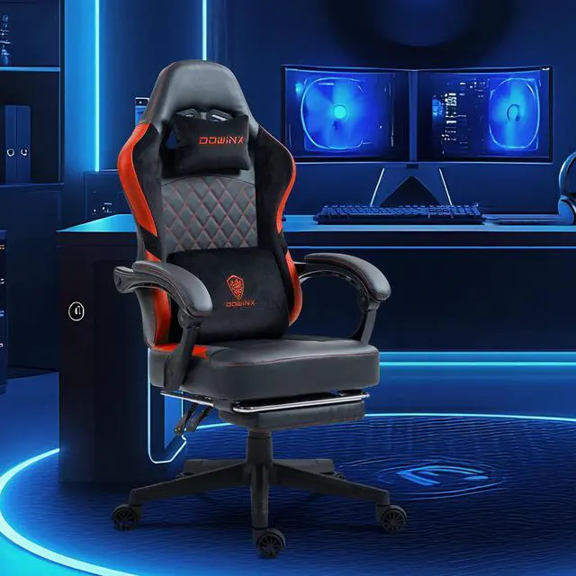 Alt view image 7 of 7 - Dowinx Ergonomic Gaming Chair with Massage Lumbar Support&Headrest, High Back Office Chair with Footrest, Reclining Computer Game Chair for Adult, Pocket Spring Cushion Seat, Height Adjustable