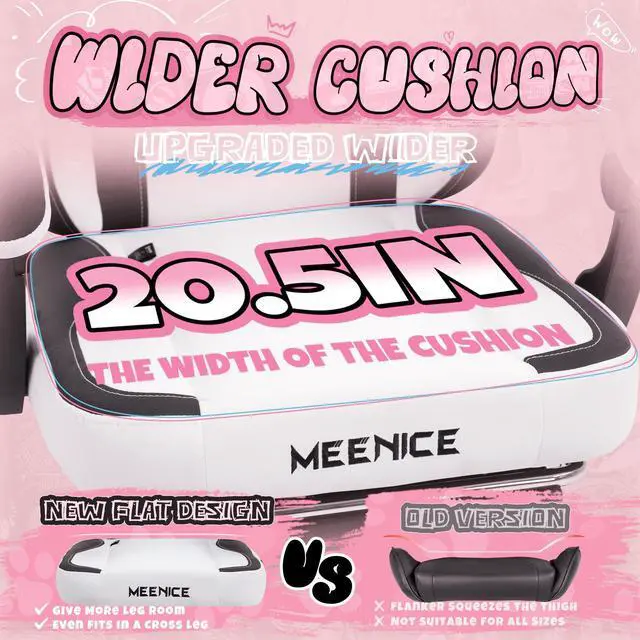 Alt view image 6 of 7 - Gaming Chair Cute with Cat Ears and Paw Lumbar Seat Cushion, Ergonomic Computer Chair with Footrest, Reclining PC Game Chair for Girls, Computer Chair 300lbs for Adult, Black&White