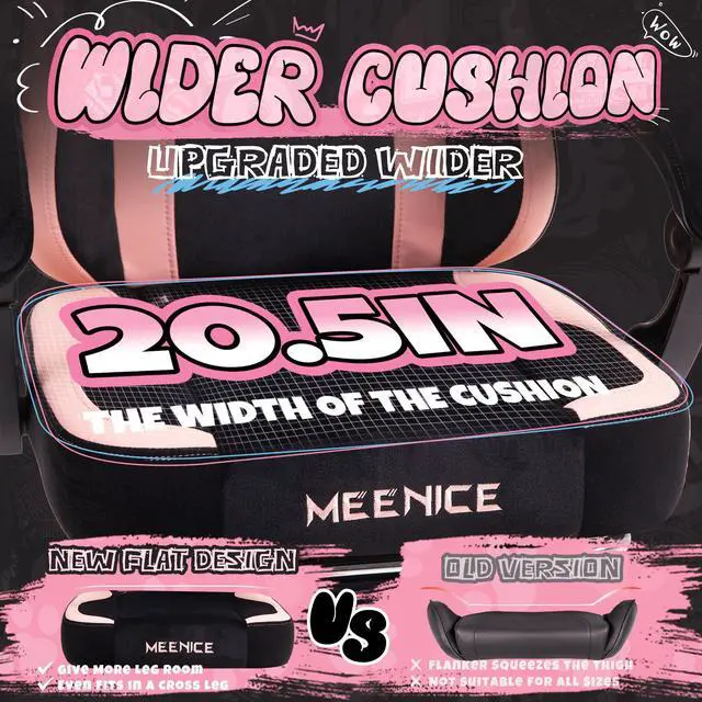 Alt view image 6 of 7 - Gaming Chair Cute with Cat Ears and Paw Lumbar Seat Cushion, Ergonomic Computer Chair with Footrest, Reclining PC Game Chair for Girls, Computer Chair 300lbs for Adult, Black&Pink