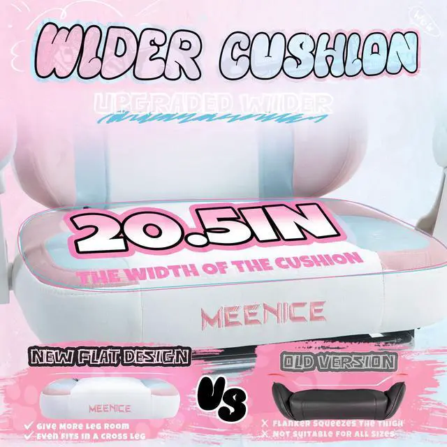 Alt view image 6 of 7 - Gaming Chair Cute with Cat Ears and Paw Lumbar Seat Cushion, Ergonomic Computer Chair with Footrest, Reclining PC Game Chair for Girls, Computer Chair 300lbs for Adult, Rainbow