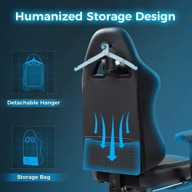Alt view image 3 of 7 - Dowinx Ergonomic Gaming Chair with Lumbar Support, High-Quality Breathable PU Leather for Durability, Adjustable Features for Personalized Comfort, Budget Friendly Game Chair, Black