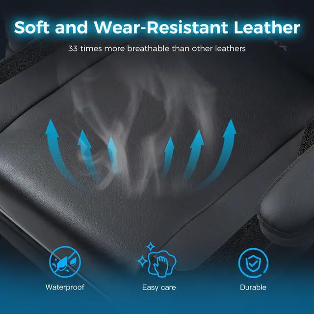 Alt view image 5 of 7 - Dowinx Ergonomic Gaming Chair with Lumbar Support, High-Quality Breathable PU Leather for Durability, Adjustable Features for Personalized Comfort, Budget Friendly Game Chair, Black