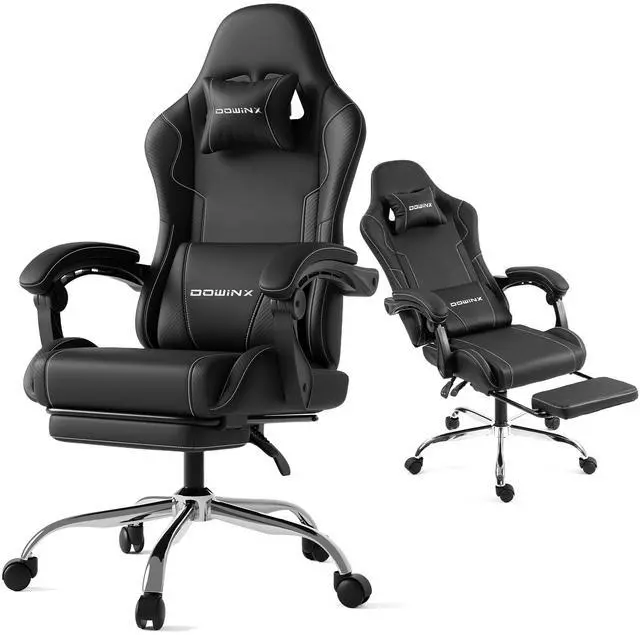 Main image of Dowinx Gaming Chair PU Leather with Pocket Spring Cushion, Ergonomic Office Chair with Massage Lumbar Support & Adjustable Headrest, Swivel PC Game Chair for Video gamer, Recliner 330lbs with Footrest
