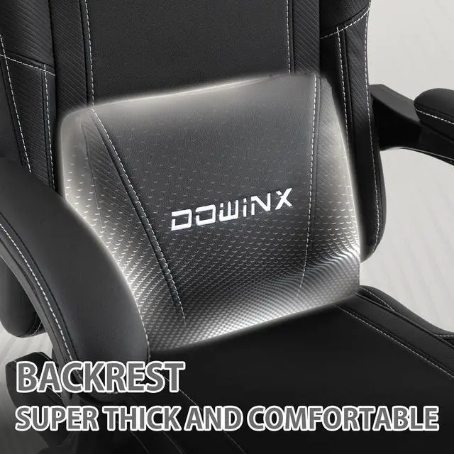 Alt view image 6 of 7 - Dowinx Gaming Chair PU Leather with Pocket Spring Cushion, Ergonomic Office Chair with Massage Lumbar Support & Adjustable Headrest, Swivel PC Game Chair for Video gamer, Recliner 330lbs with Footrest