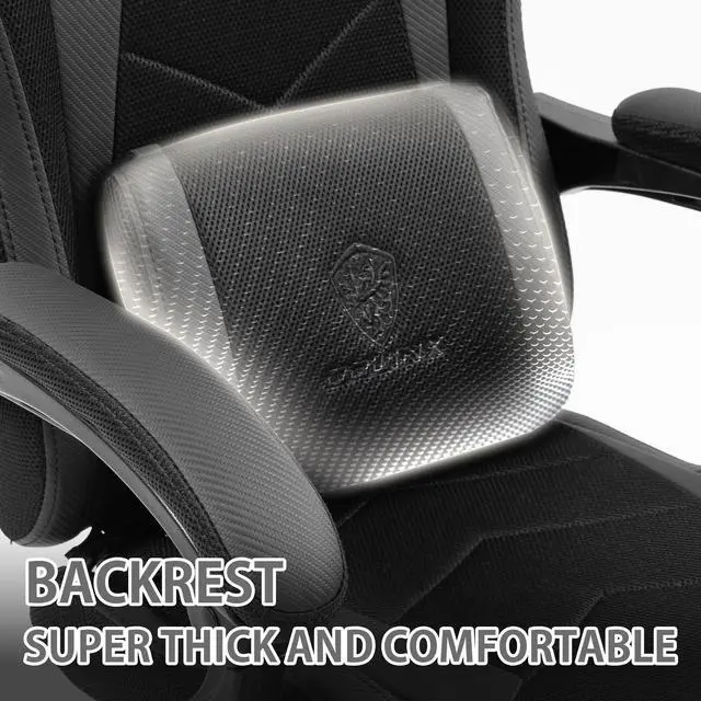 Alt view image 6 of 7 - Dowinx Gaming Chair Ergonomic with Massage Lumbar Support, Office Chair with Highly Breathable Mesh&PU Leather, PC Game Chair with Pocket Spring Cushion, High Back Recliner For Adults Big And Tall