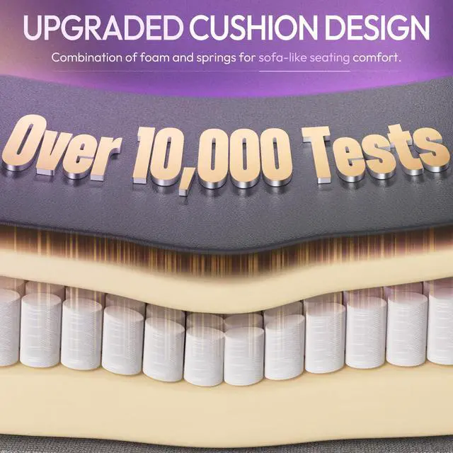 Alt view image 2 of 7 - Dowinx Gaming Chair with Lumbar Support and Footrest, Ergonomic Video Game Chair for Adults, Adjustable High-Back Office Chair with Pocket Spring Cushion, Reclining Computer Chair with Headrest White