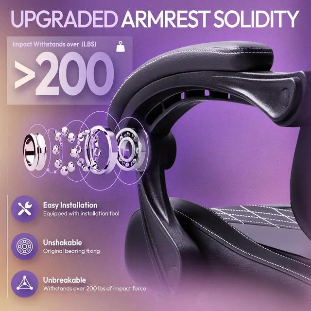 Alt view image 3 of 7 - Dowinx Ergonimic Gaming Chair with Massage Lumbar Support, Video Game Chair for Adults, Adjustable Gamer Chairs High Back with Pocket Spring Cushion, 360° Swivel Recliner with Footrest, Black&Grey