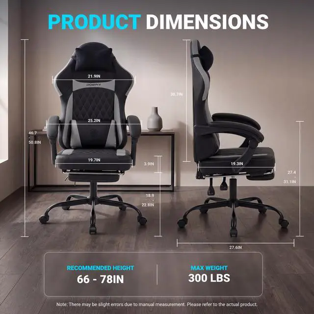 Alt view image 2 of 7 - Dowinx Ergonomic Gaming Chair, Adjustable Recline Computer Chair With Linkage Armrest,Breathable Leather Office Chair With High-Density Foam & Pocket Spring,Desk Chair for Adult,300 lb,Black and White