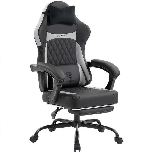 Main image of Dowinx Ergonomic Gaming Chair, Adjustable Recline Computer Chair With Linkage Armrest,Breathable Leather Office Chair With High-Density Foam & Pocket Spring,Desk Chair for Adult,300 lb,Black Gray