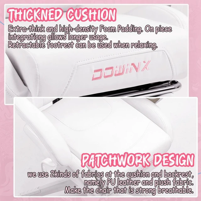 Alt view image 7 of 7 - Dowinx Cute Cat-Ear Gaming Chair with Massaging Lumbar Support, Ergonomic Computer Gaming Chair for Girl and Adults, Reclining Comfort Game Chair with Footrest,White