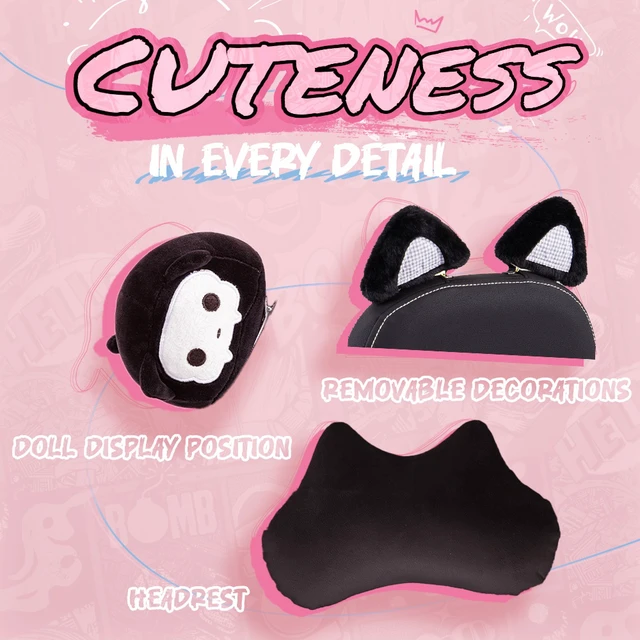 Alt view image 7 of 7 - Dowinx Cute Cat-Ear Gaming Chair with Massaging Lumbar Support, Ergonomic Computer Gaming Chair for Girl and Adults, Reclining Comfort Game Chair with Footrest,Black