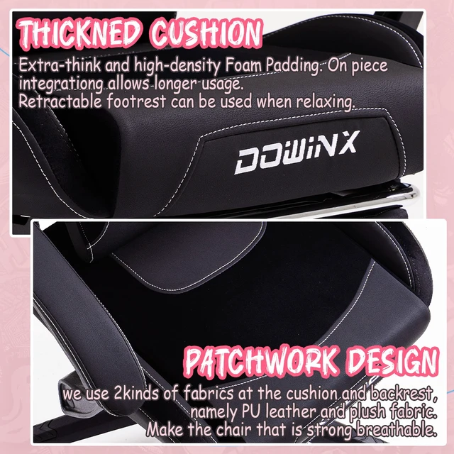 Alt view image 6 of 7 - Dowinx Cute Cat-Ear Gaming Chair with Massaging Lumbar Support, Ergonomic Computer Gaming Chair for Girl and Adults, Reclining Comfort Game Chair with Footrest,Black