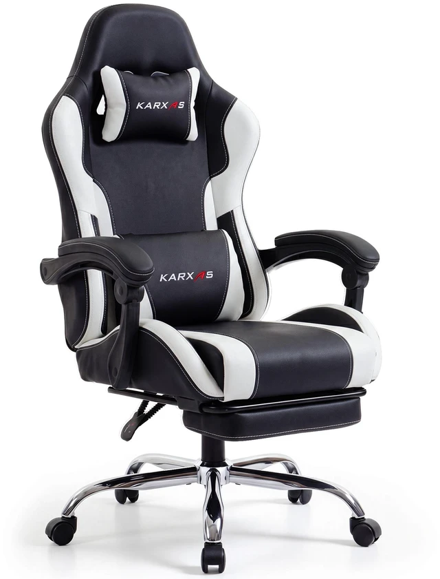 Main image of Dowinx Ergonomic Gaming Chair, Reclining Office Chair with Lumbar Support, Adjustable Height & Headrest Pillow, 90°155° Adjustable Backrest, Comfortable for Streaming Long Gaming,Black White