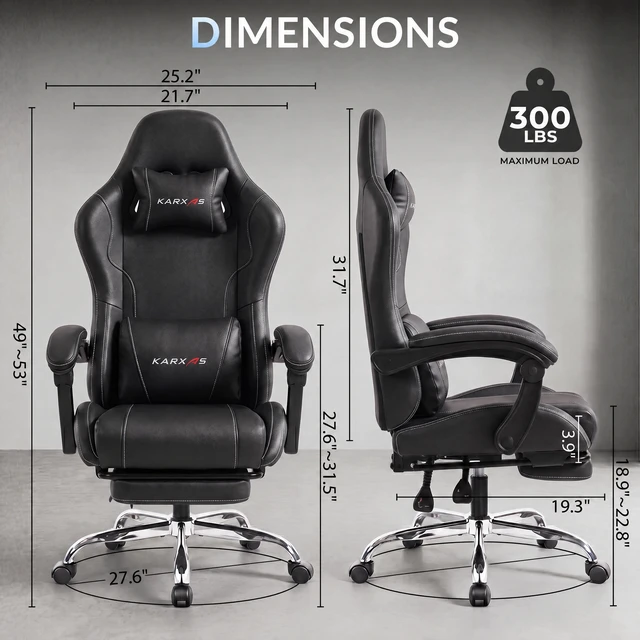 Alt view image 2 of 7 - Dowinx Ergonomic Gaming Chair, Reclining Office Chair with Lumbar Support, Adjustable Height & Headrest Pillow, 90°155° Adjustable Backrest, Comfortable for Streaming Long Gaming,Black