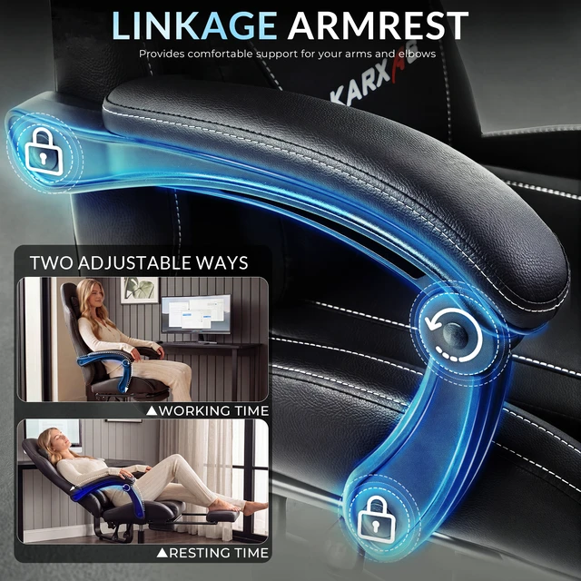 Alt view image 3 of 7 - Dowinx Ergonomic Gaming Chair, Reclining Office Chair with Lumbar Support, Adjustable Height & Headrest Pillow, 90°155° Adjustable Backrest, Comfortable for Streaming Long Gaming,Black