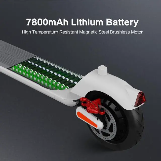 Alt view image 2 of 7 - MEGAWHEELS A5 Electric Scooter 9 inch Pneumatic Tubeless Tires, Max Speed 15.5MPH, Max 15.5 Miles, Foldable Electric Scooter for Adults in White