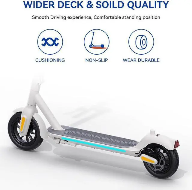 Alt view image 5 of 7 - MEGAWHEELS A5 Electric Scooter 9 inch Pneumatic Tubeless Tires, Max Speed 15.5MPH, Max 15.5 Miles, Foldable Electric Scooter for Adults in White