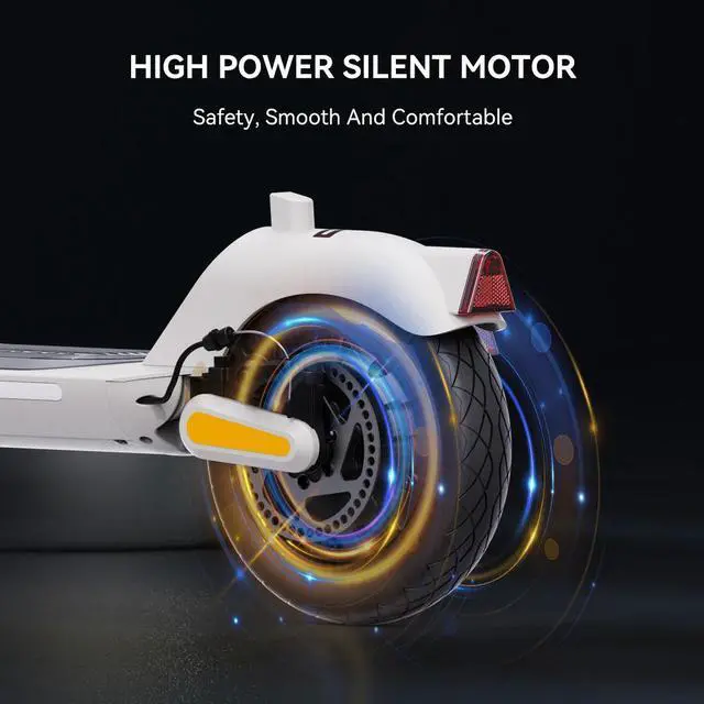 Alt view image 3 of 7 - MEGAWHEELS A5 Electric Scooter 9 inch Pneumatic Tubeless Tires, Max Speed 15.5MPH, Max 15.5 Miles, Foldable Electric Scooter for Adults in White