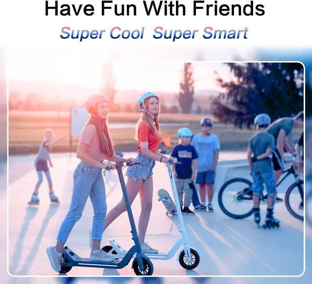 Alt view image 7 of 7 - LEQISMART A8 Electric Scooter for Adults with 9" Solid Tires & 350W Motor, Dual Brakes, Foldable Electric Scooter, Max 28Miles Range White Color