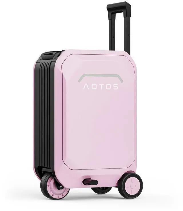 Main image of MEGAWHEELS AOTOS L2 Electric Luggage Rideable Smart Suitcase For Effortless Fast And Stylish Travel with 6.2mph Max Speed 6.2 miles Range APP Control and Power Bank Function in Pink Color