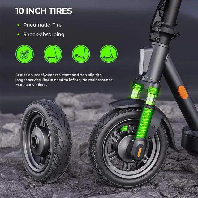 Alt view image 5 of 7 - MEGAWHEELS E2 Foldable Electric Scooter for Commuting with 20mph Max Speed, 28 Miles Range along with APP Control and Front Twin-tube Shock Absorber