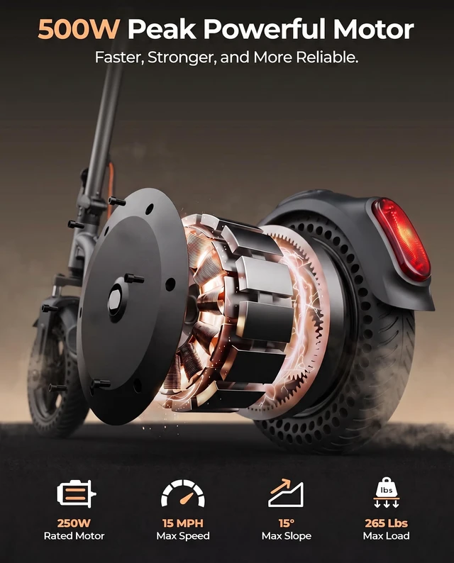 Alt view image 2 of 7 - MEGAWHEELS M1 Lite Electric Scooter with 19 Miles Range 500W Peak Motor APP Control and Weighs only 28.55lbs