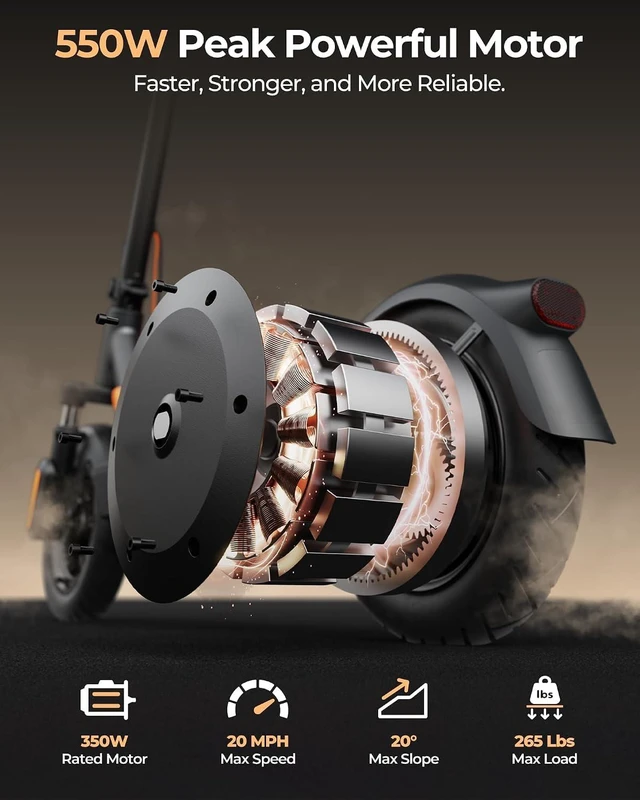 Alt view image 2 of 7 - MEGAWHEELS M1 Electric Scooter Supports 28 Miles Range, 20MPH Max Speed, Dual suspension, APP Function and UL2272 Certification