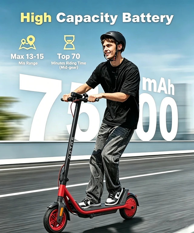 Alt view image 4 of 7 - Lightweight 8.5" A1A Foldable Electric Scooter with 300W Brushless Motor, 164.25Wh Battery, supports 15.5mph Max Speed, 3 Speed Modes, approx. 13-15 Miles Range and Smart APP Control.
