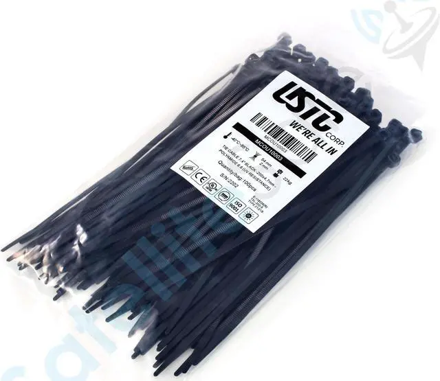 Alt view image 5 of 5 - USTC Cable Wire Zip Ties 50lb Strength USTC MCOU10003 Polyamide Nylon Black 7", 178mm