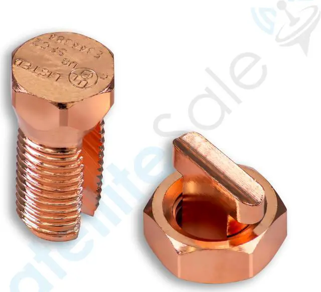 Alt view image 4 of 7 - SatelliteSale UL-Listed High Conductivity Copper Coated Brass Grounding Split Bolt Connectors Size #6