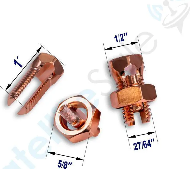 Alt view image 5 of 7 - SatelliteSale UL-Listed High Conductivity Copper Coated Brass Grounding Split Bolt Connectors Size #6