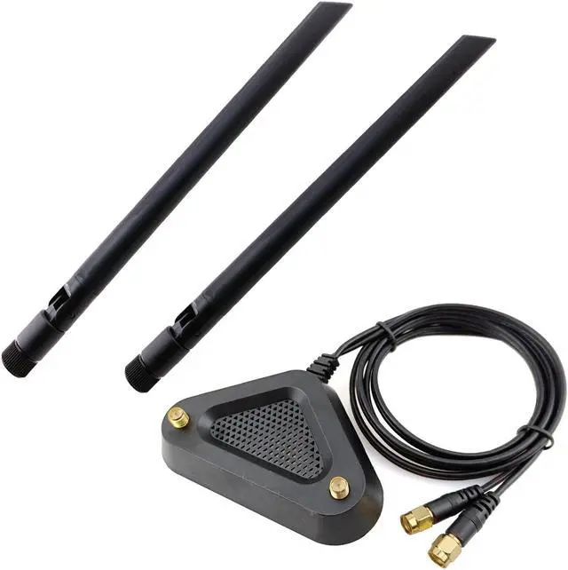 Alt view image 7 of 7 - QAREQU Dual Band 6dBi WiFi Antenna Magnetic Stand RP-SMA Cable Range Wireless Network Extender
