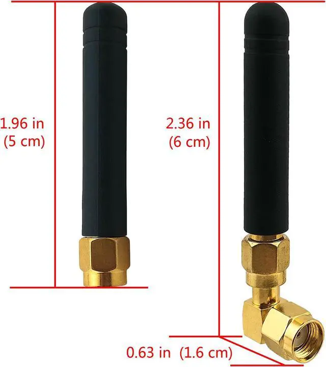 Alt view image 2 of 7 - QAREQU 2dBi Tiny Wireless Antenna 2.4G 5GHz WiFi Bluetooth Network RP-SMA Angled Adapter