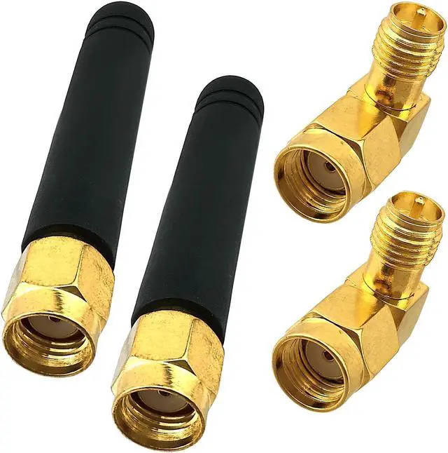 Main image of QAREQU 2dBi Tiny Wireless Antenna 2.4G 5GHz WiFi Bluetooth Network RP-SMA Angled Adapter