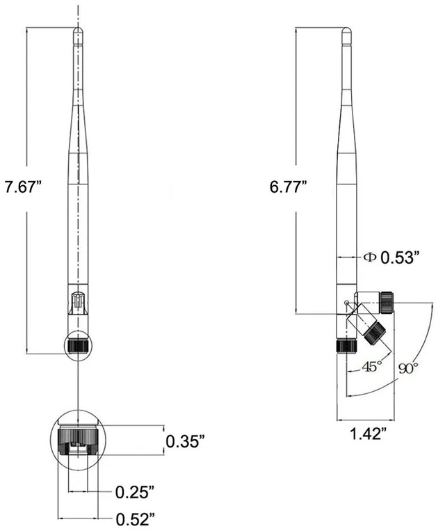 Alt view image 2 of 7 - 2pcs 915MHz LoRA Wireless Antenna 4dBi SMA Male Pin 900-930MHz 7.67 inch Length