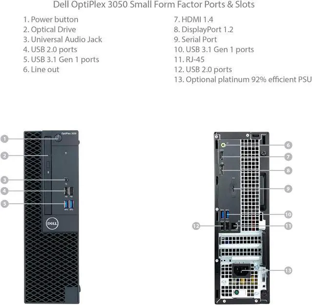 Alt view image 6 of 7 - Dell Optiplex 3050 SFF Desktop - 7th Gen. Intel Core i5-7500 Quad-Core Processor up to 3.8 GHz, 8GB DDR4 Memory, 1TB SATA Hard Drive, Intel HD Graphics 630, DVD Burner, Windows 10 Pro (64-bit)