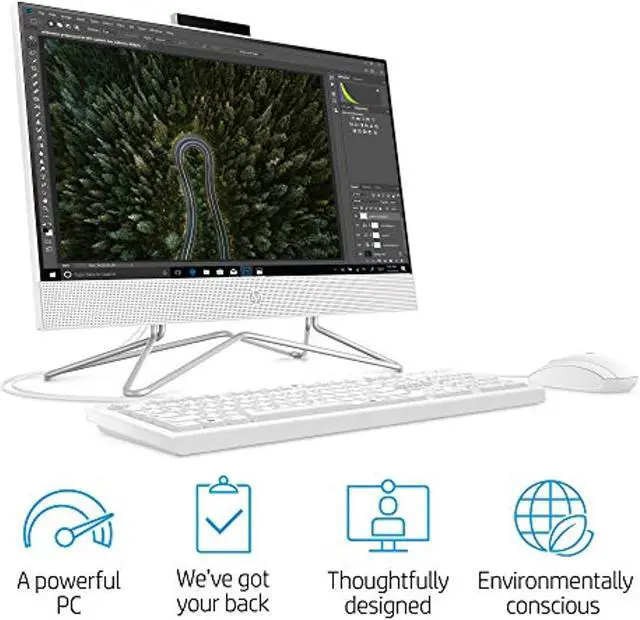 Alt view image 5 of 15 - HP Pavilion All-in-One 22-inch Computer, AMD Athlon Gold 3150U, AMD Radeon Graphics, 4 GB RAM, 256 GB SSD, Windows 10 (22-df0022, Snow White) (13Z67AA#ABA)