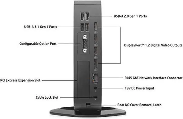 Alt view image 4 of 20 - HP t740 Thin Client Desktop Computer V1756B 8GB 64GB eMMC Radeon Vega 8 W10IoTe