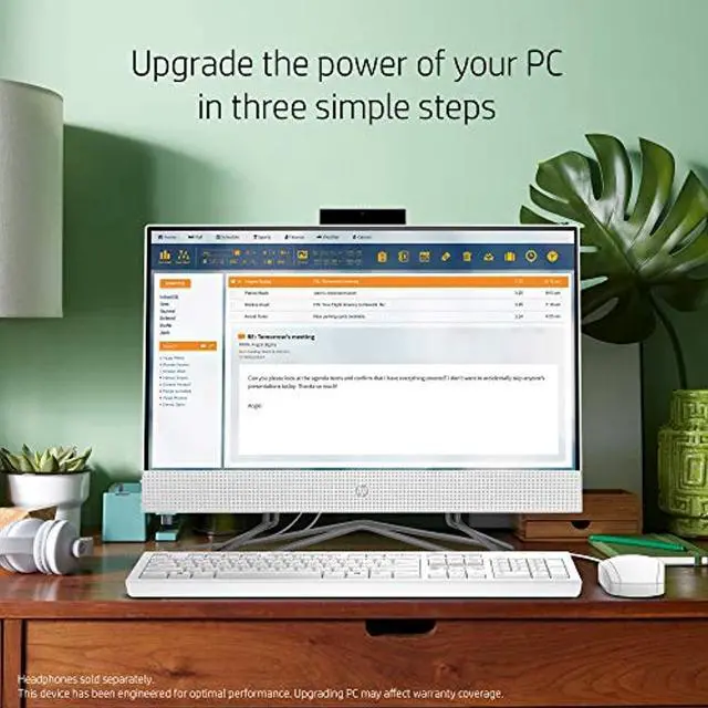 Alt view image 8 of 15 - HP Pavilion All-in-One 22-inch Computer, AMD Athlon Gold 3150U, AMD Radeon Graphics, 4 GB RAM, 256 GB SSD, Windows 10 (22-df0022, Snow White) (13Z67AA#ABA)