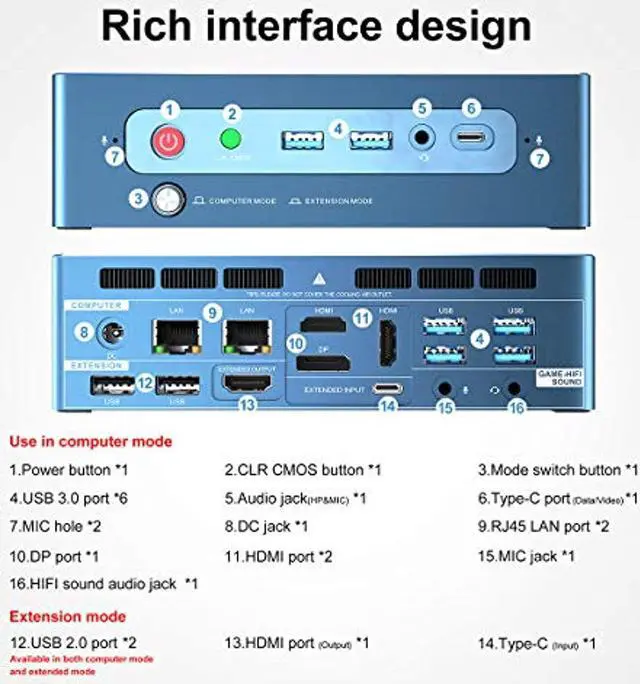 Alt view image 5 of 5 - Beelink GTR PRO Mini PC Windows 10 Pro,AMD Ryzen 5 3550H Processor(up to 3.7 GHz) 16GB DDR4 512GB NVMe SSD+1TB HDD,WiFi 6,BT5.0,Dual Gigabit Ethernet,Multi-Screen Interactive,4K Hi-Fi soundGaming PC