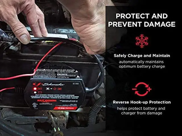 Alt view image 3 of 5 - Schumacher SC1300 1.5 Amp 6V/12V Fully Automatic Direct-Mount Onboard Under-the-Hood Smart Battery Charger/Maintainer and Battery Detection for Cars, Motorcycles, Lawn Tractors, Power Sports (SC1300)