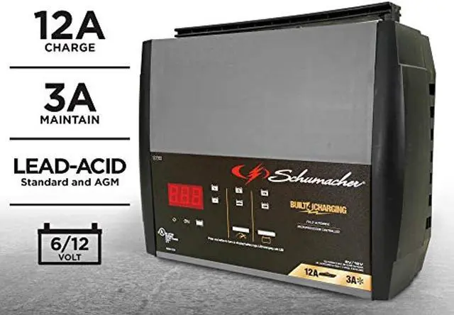 Alt view image 3 of 5 - Schumacher SC1393 12 Amp 3 Amp 6V/12V Fully Automatic Battery Charger Maintainer Auto Desulfator Auto 6V/12V Battery Detection For Cars, Trucks, SUVs, RV Batteries (SC1393)