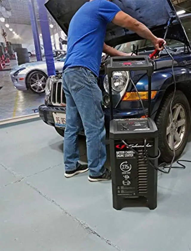 Alt view image 4 of 5 - Schumacher SC1326 275 Amp 40 Amp 6V/12V Fully Automatic Smart Battery Charger with Engine Starter, Boost, and Maintainer for Testing and Charging for Cars, Trucks, SUVs, Marine, RV Batteries (SC1326)