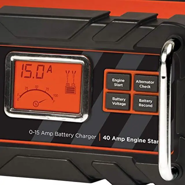 Alt view image 5 of 5 - BLACK+DECKER BC15BD Fully Automatic 15 Amp 12V Bench Battery Charger/Maintainer with 40A Engine Start, Alternator Check, Cable Clamps (BC15BD)