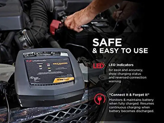 Alt view image 3 of 5 - Schumacher SC1322 10 Amp 3 Amp 6V/12V Fully Automatic Battery Charger Maintainer Auto Desulfator Auto 6V/12V Battery Detection For Cars, Trucks, SUVs, RV Batteries (SC1322)