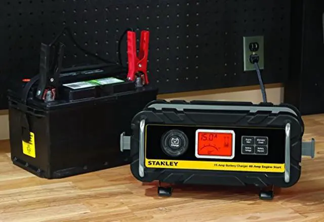 Alt view image 5 of 5 - STANLEY BC15BS Fully Automatic 15 Amp 12V Bench Battery Charger/Maintainer with 40A Engine Start, Alternator Check, Cable Clamps (BC15BS)